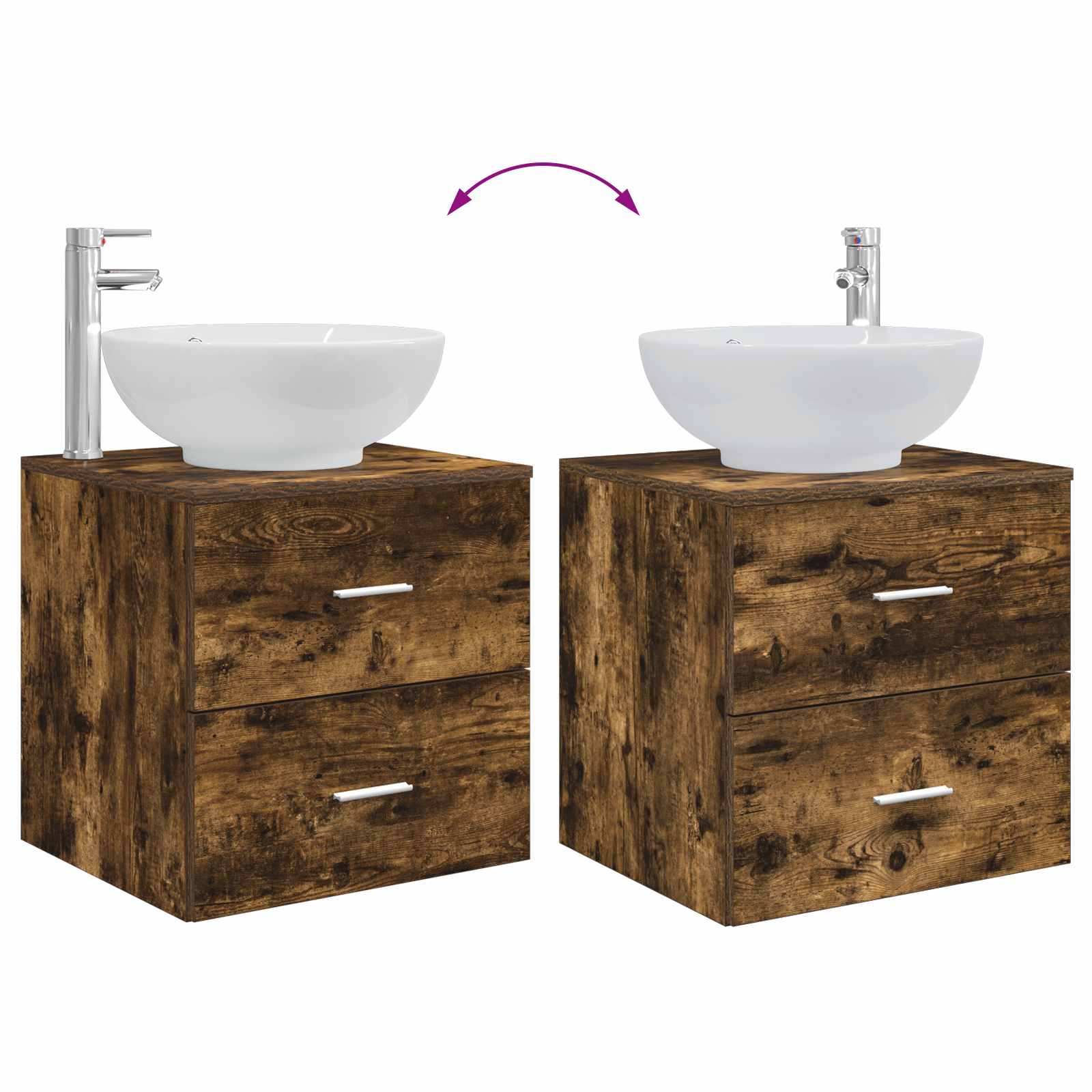 Vonios baldų rinkinys 3 vnt. Dūminio ąžuolo 49,5 x 44,5 x 65 cm