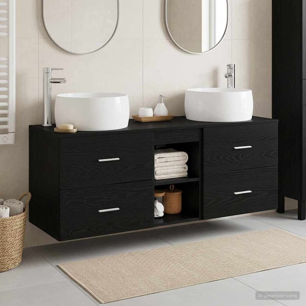 Vonios baldų rinkinys 3 vnt. Juoda 49,5 x 44,5 x 66 cm