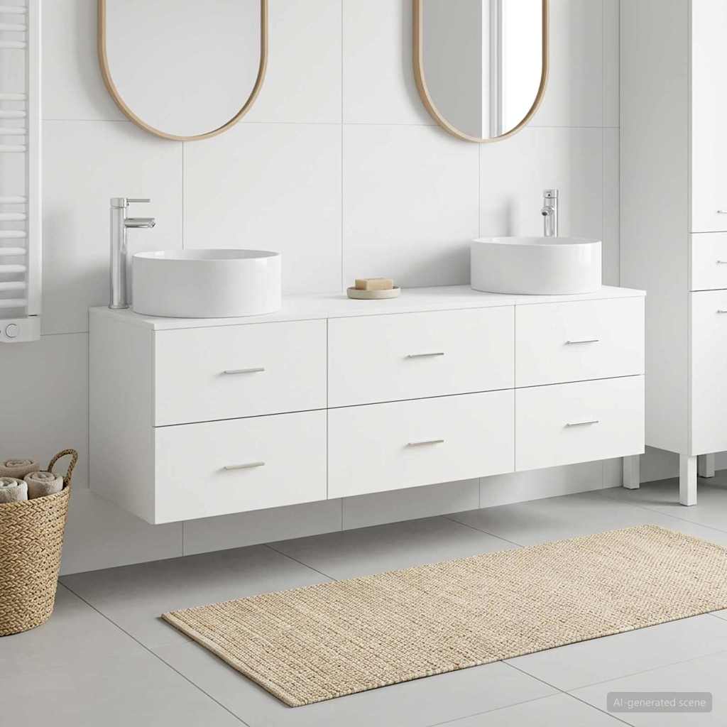 Vonios baldų rinkinys 3 vnt. Balta 49,5 x 44,5 x 65,5 cm