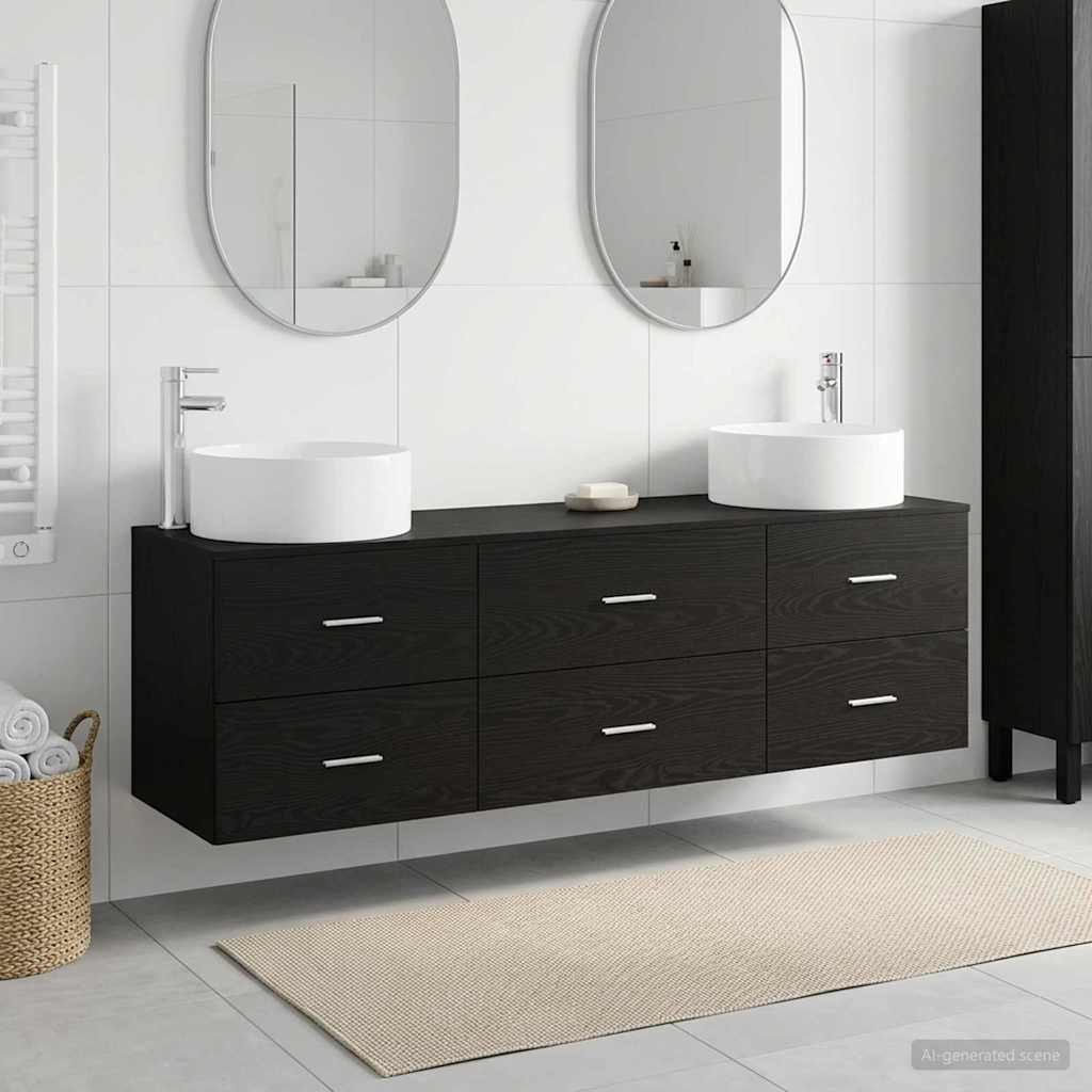 Vonios baldų rinkinys 3 vnt. Juoda 49,5 x 44,5 x 65,5 cm