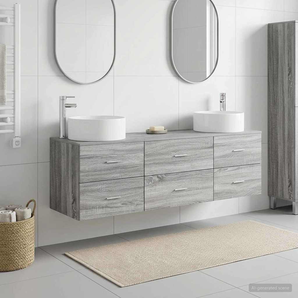 Vonios baldų rinkinys 3 vnt. Pilka Sonoma 49,5 x 44,5 x 65,5 cm