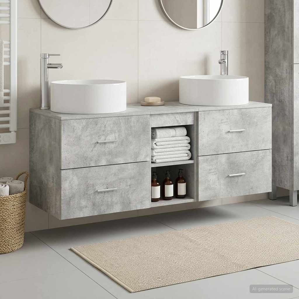 Vonios baldų rinkinys 3 vnt. Betono pilka 49,5 x 44,5 x 65,5 cm
