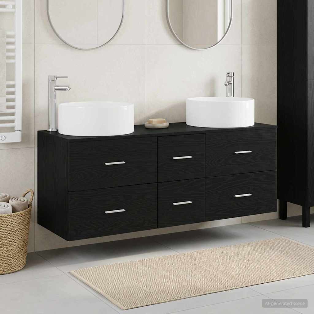Vonios baldų rinkinys 3 vnt. Juoda 49,5 x 44,5 x 65,5 cm