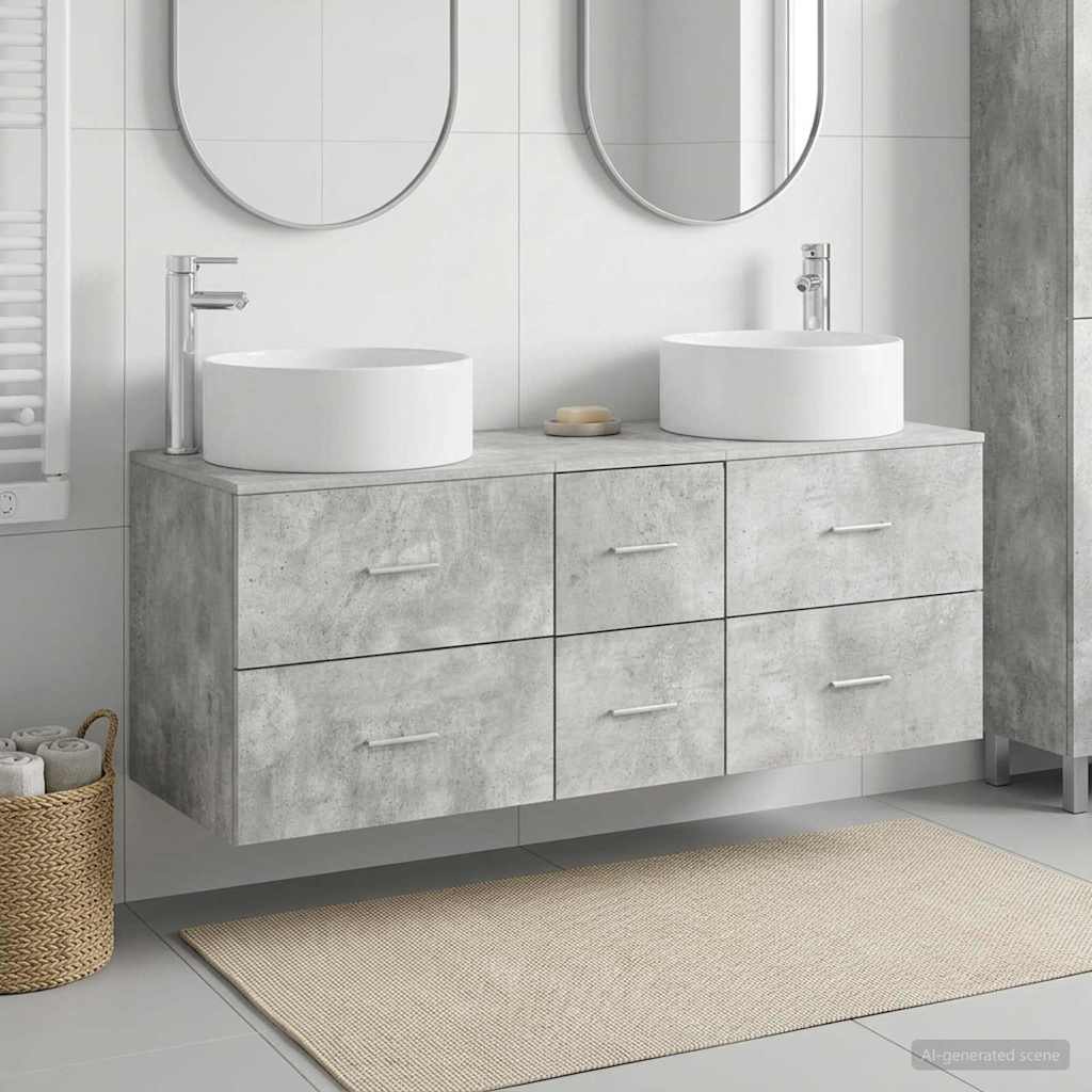 Vonios baldų rinkinys 3 vnt. Betono pilka 49,5 x 44,5 x 65,5 cm