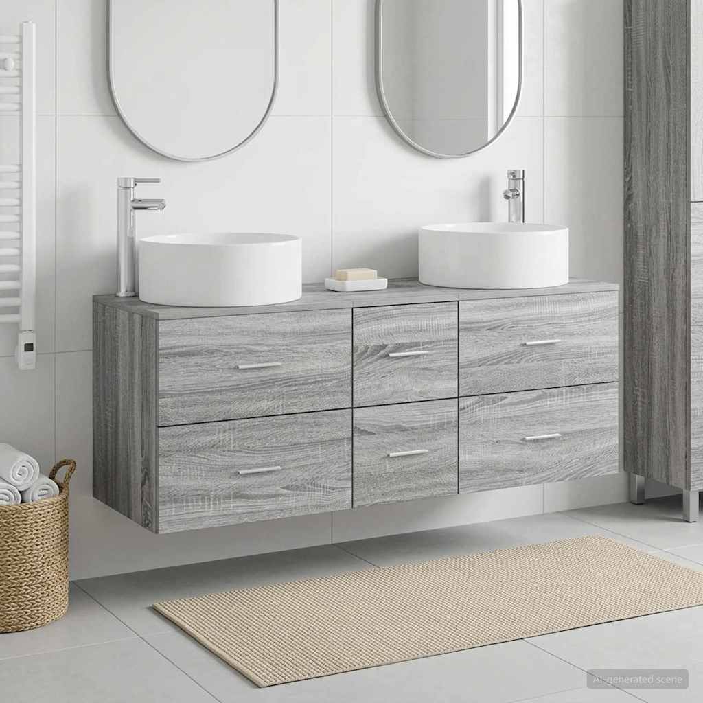 Vonios baldų rinkinys 3 vnt. Pilka Sonoma 49,5 x 44,5 x 65,5 cm