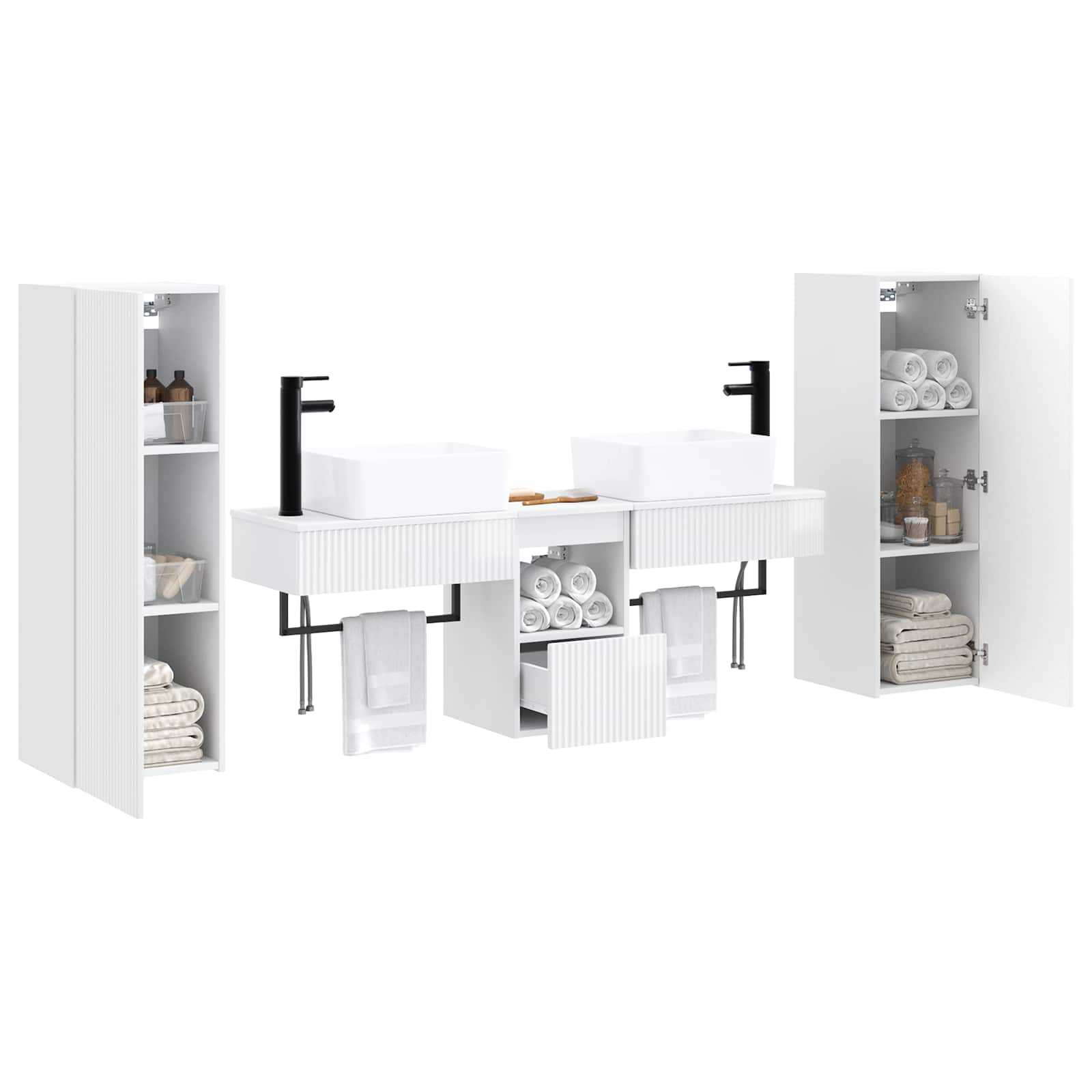 Vonios baldų rinkinys 5 vnt. Itin blizgi balta