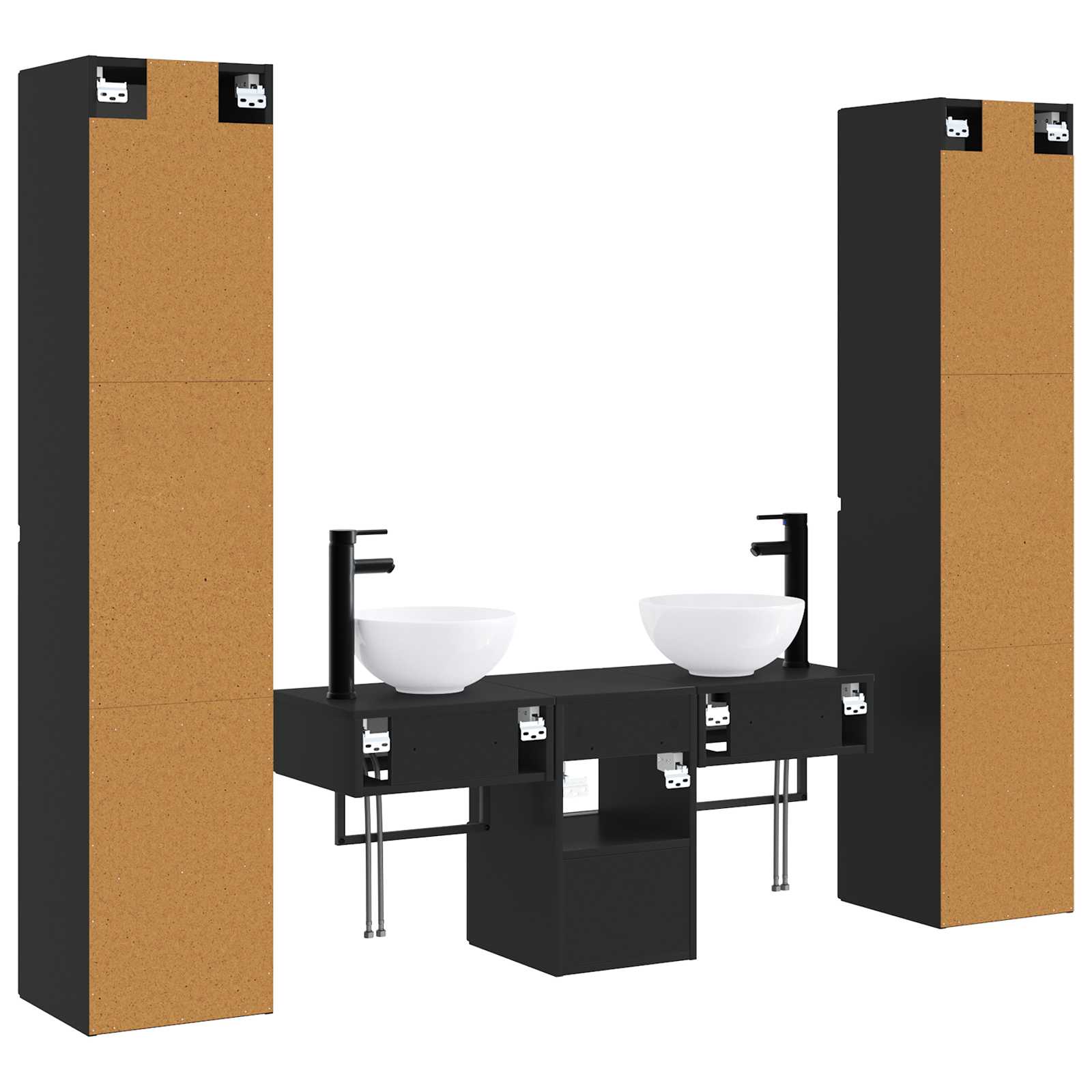 Vonios baldų rinkinys 5 vnt. Juoda 33 x 34,5 x 160 cm