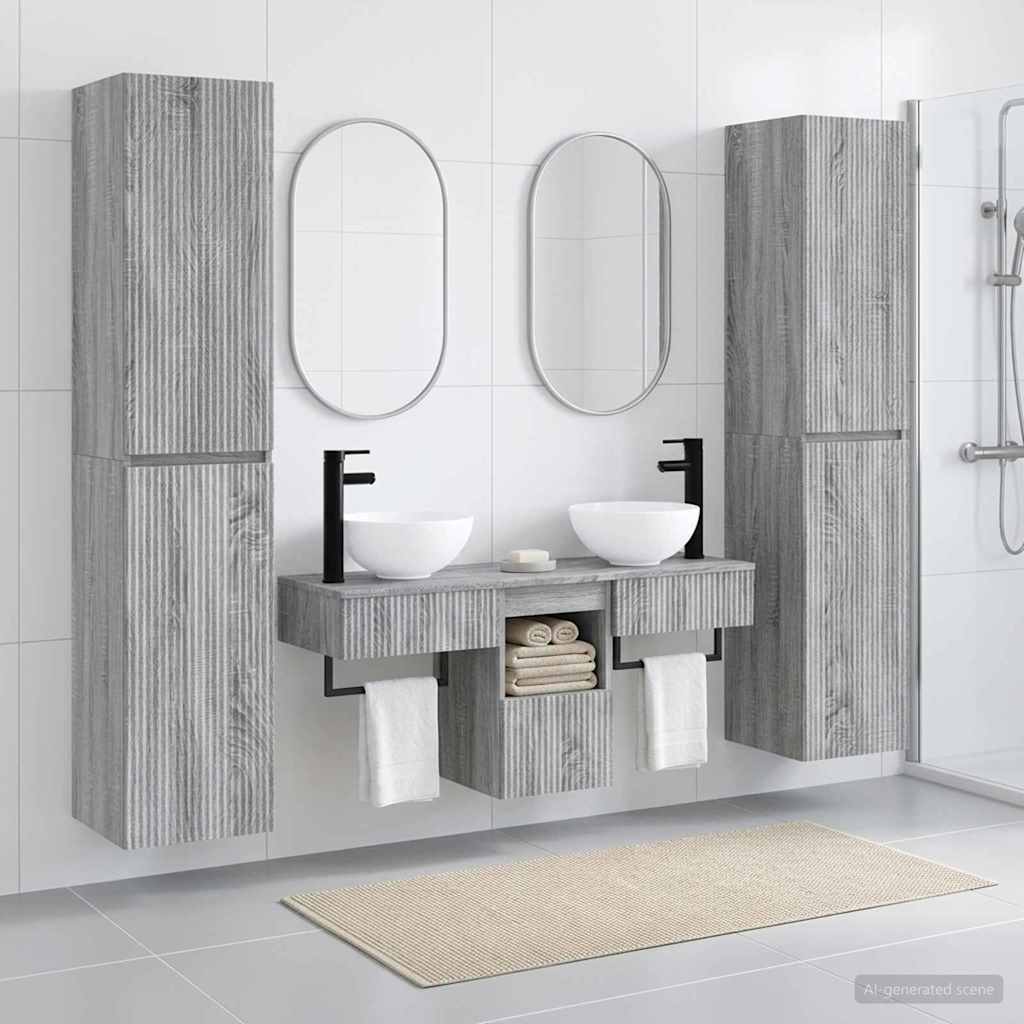 Vonios baldų rinkinys 5 vnt. Pilka Sonoma 33 x 34,5 x 160 cm