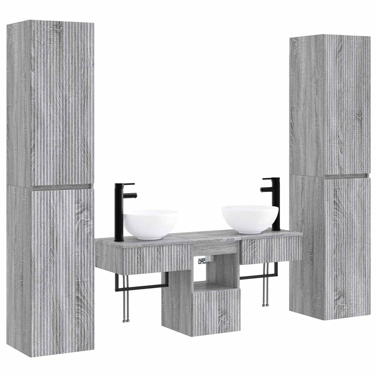 Vonios baldų rinkinys 5 vnt. Pilka Sonoma 33 x 34,5 x 160 cm