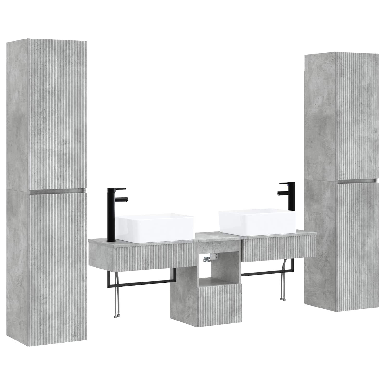 Vonios baldų rinkinys 5 vnt. Betono pilka 33 x 34,5 x 160 cm