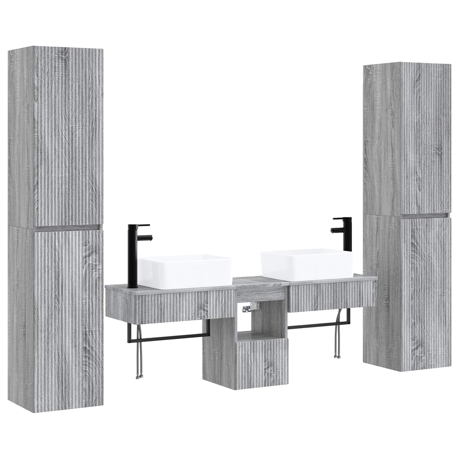 Vonios baldų rinkinys 5 vnt. Pilka Sonoma 33 x 34,5 x 160 cm