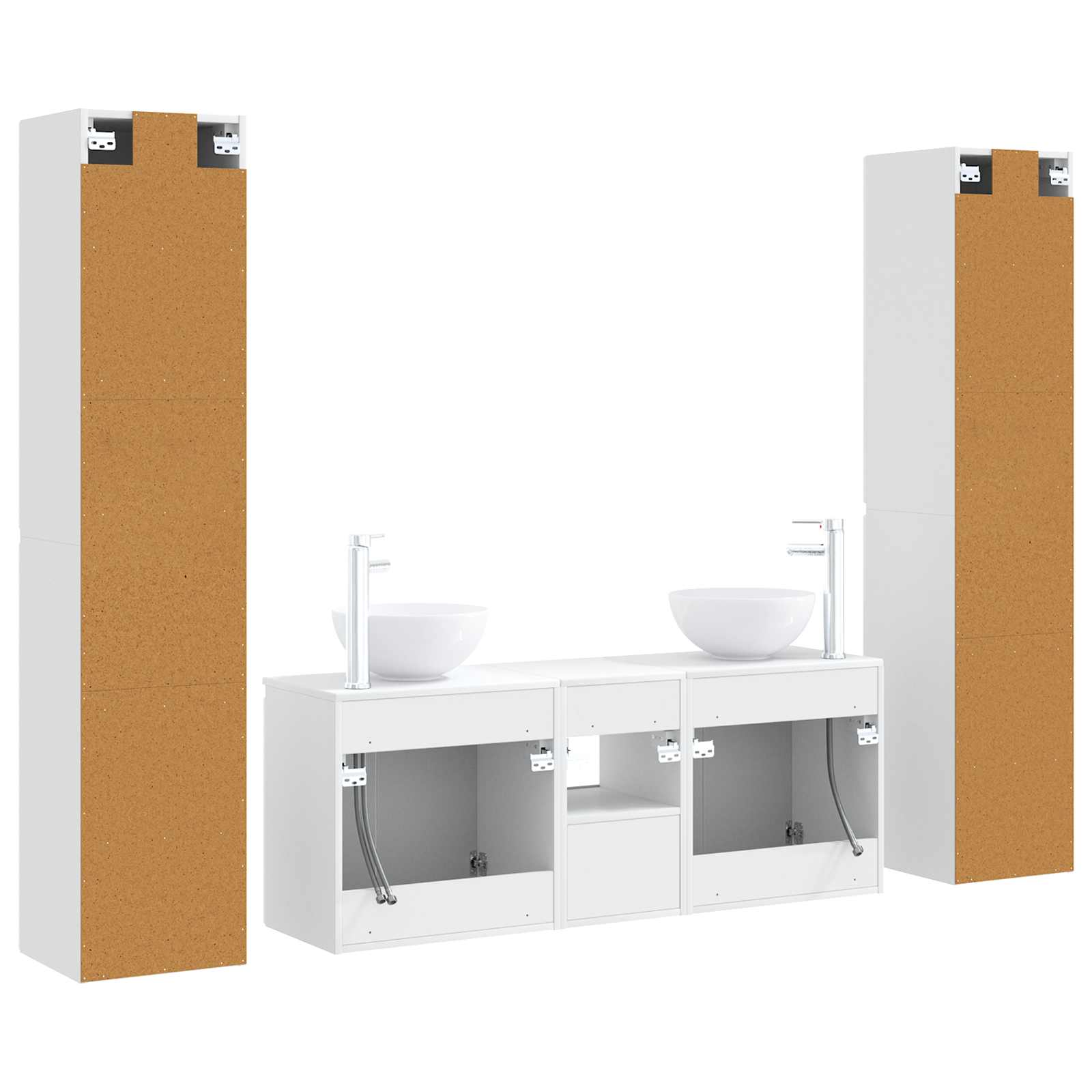 Vonios baldų rinkinys 5 vnt. Balta 33 x 34,5 x 160 cm