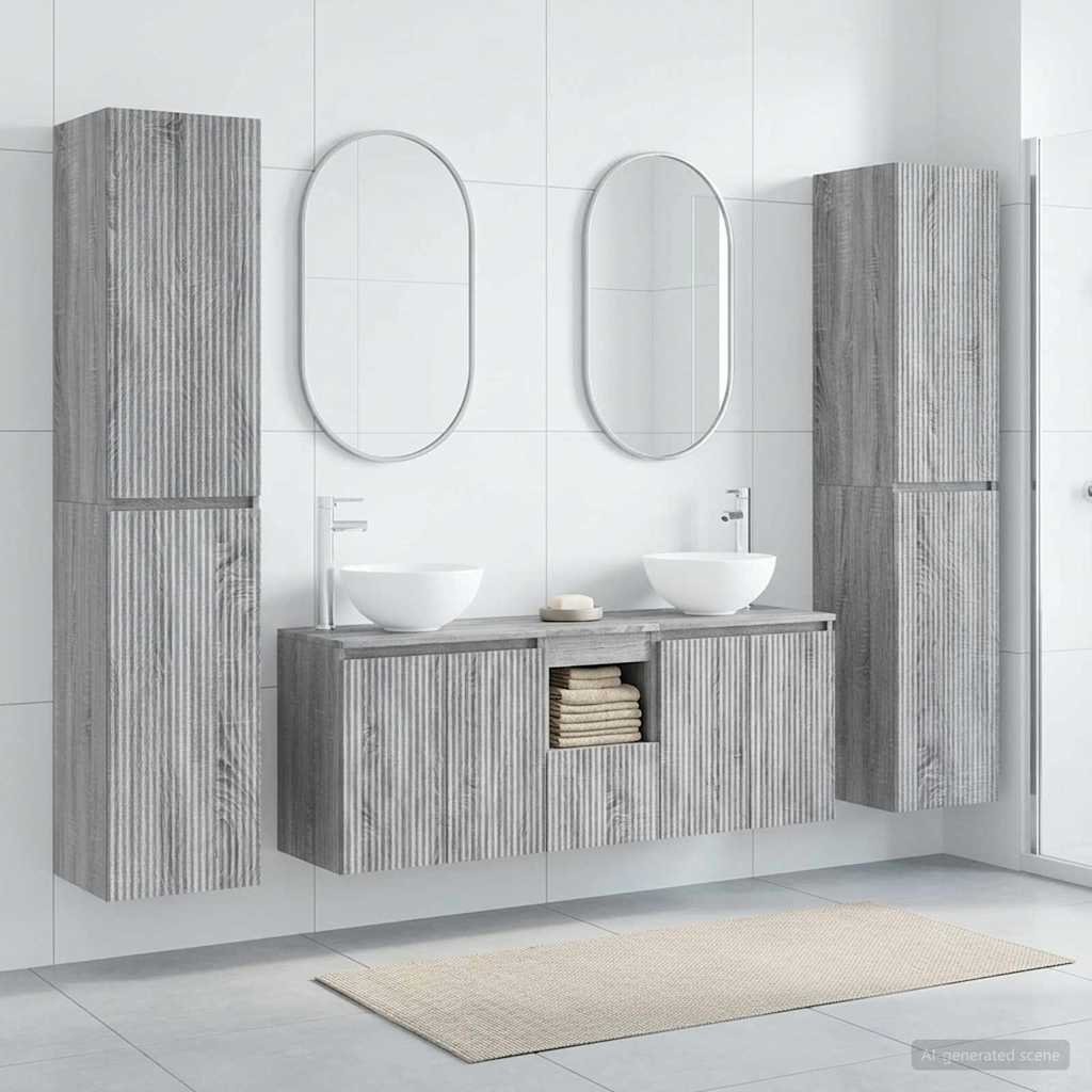 Vonios baldų rinkinys 5 vnt. Pilka Sonoma 33 x 34,5 x 160 cm