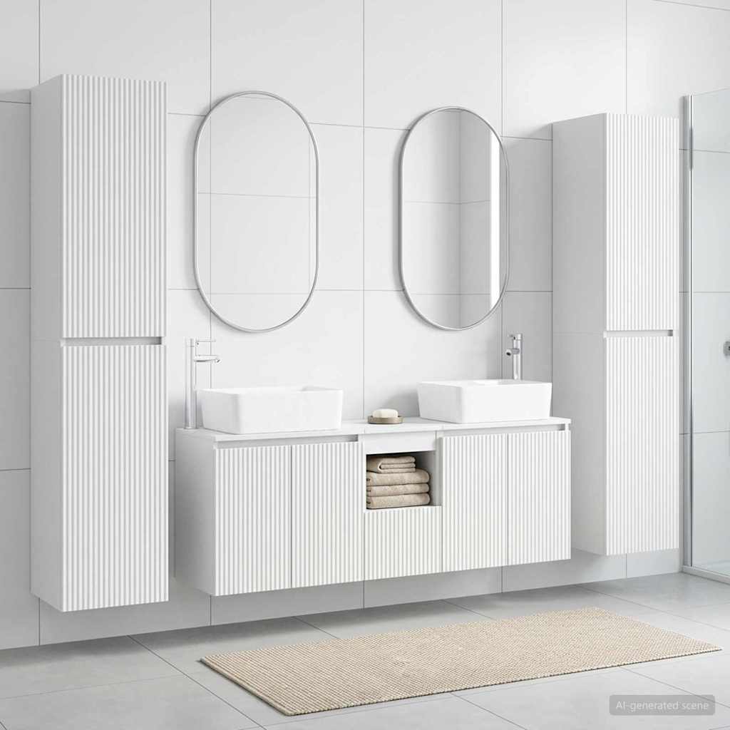 Vonios baldų rinkinys 5 vnt. Balta 33 x 34,5 x 160 cm