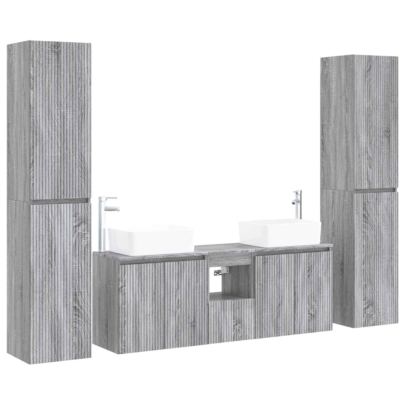 Vonios baldų rinkinys 5 vnt. Pilka Sonoma 33 x 34,5 x 160 cm