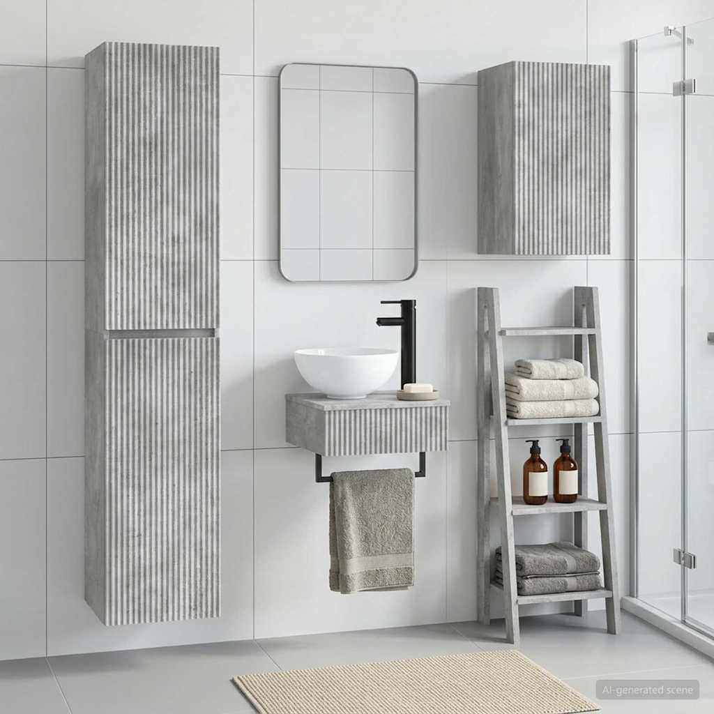 Vonios baldų rinkinys 3 vnt. Betono pilka 33 x 34,5 x 160 cm