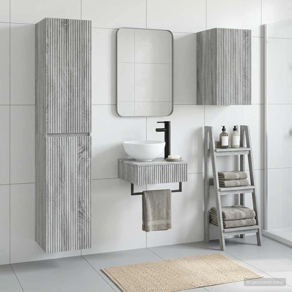 Vonios baldų rinkinys 3 vnt. Pilka Sonoma 33 x 34,5 x 160 cm