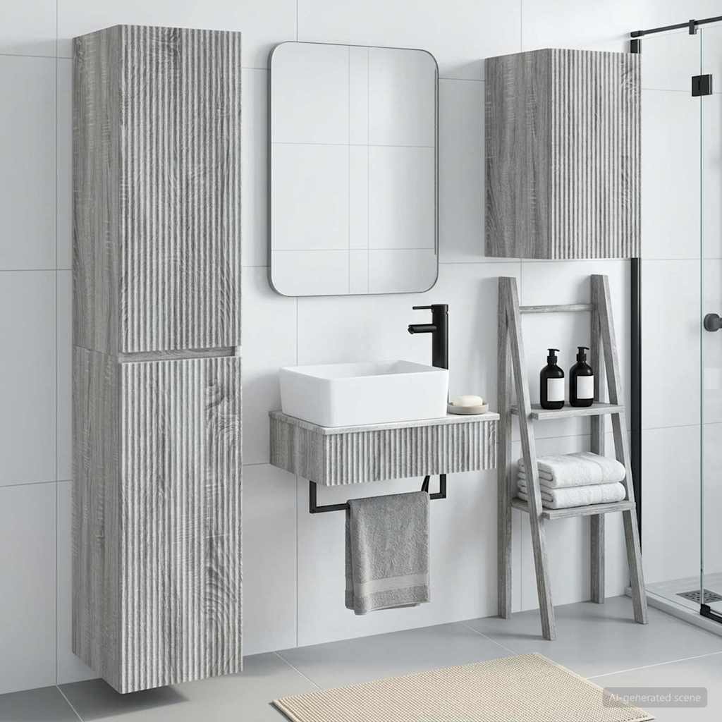 Vonios baldų rinkinys 3 vnt. Pilka Sonoma 33 x 34,5 x 160 cm