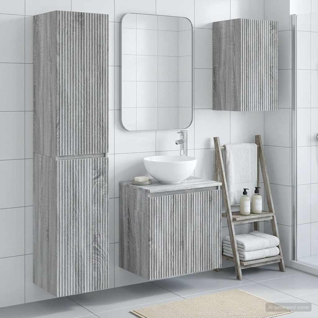 Vonios baldų rinkinys 3 vnt. Pilka Sonoma 33 x 34,5 x 160 cm