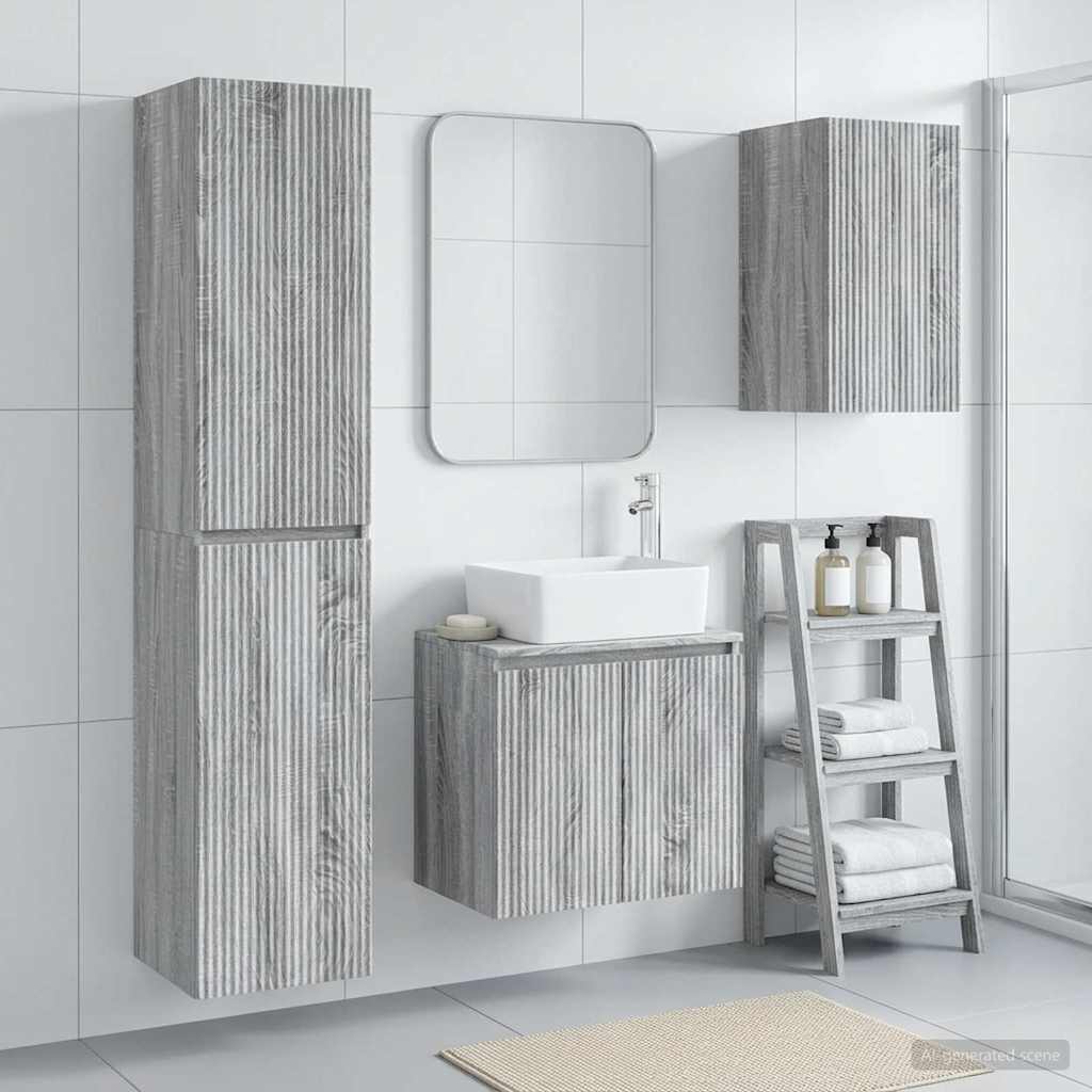 Vonios baldų rinkinys 3 vnt. Pilka Sonoma 33 x 34,5 x 160 cm