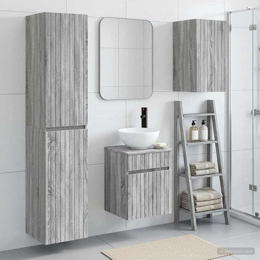 Vonios baldų rinkinys 3 vnt. Pilka Sonoma 33 x 34,5 x 160 cm