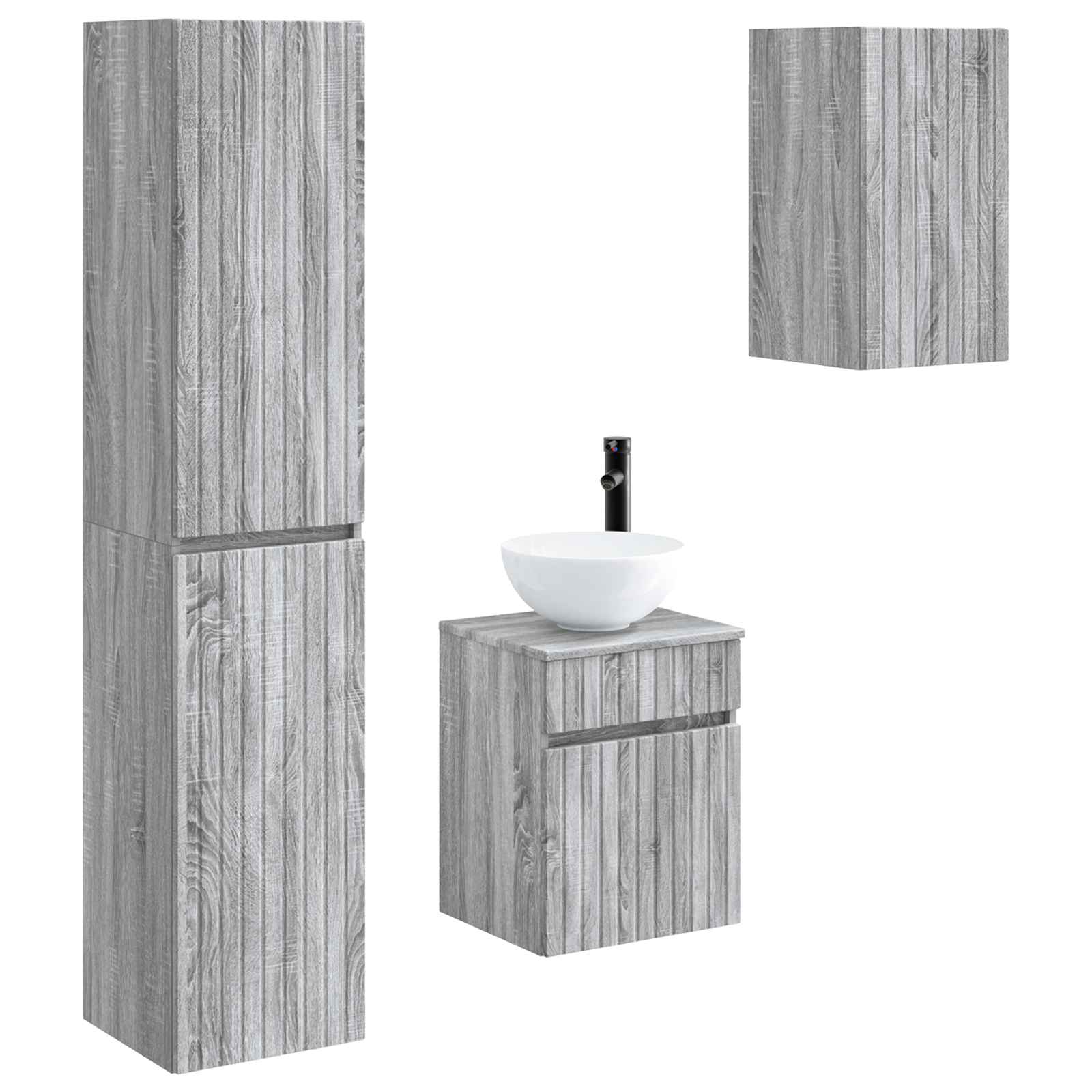 Vonios baldų rinkinys 3 vnt. Pilka Sonoma 33 x 34,5 x 160 cm