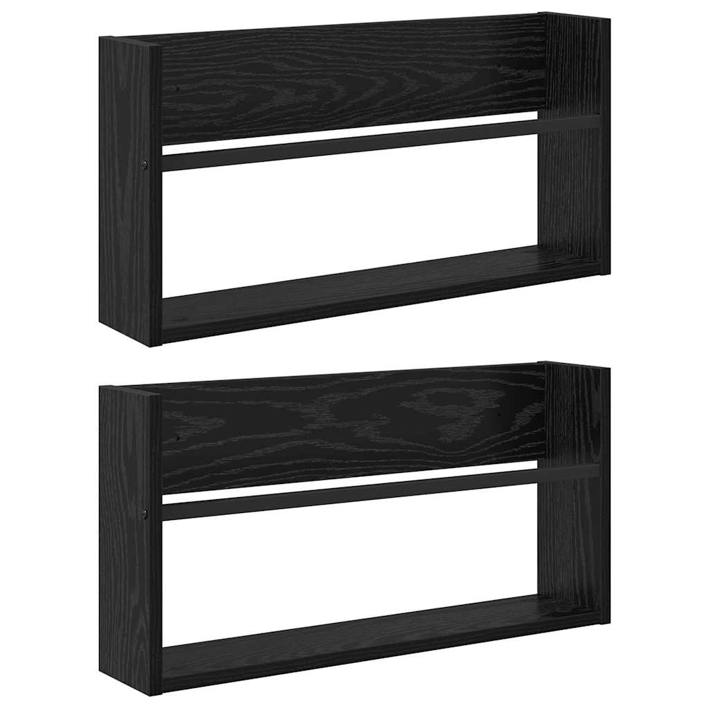 Žurnalų stovas su lentyna 2 pcs Juodas ąžuolas 60 x 12 x 30 cm
