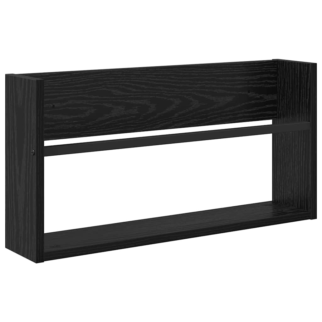 Žurnalų stovas su lentyna 2 pcs Juodas ąžuolas 60 x 12 x 30 cm
