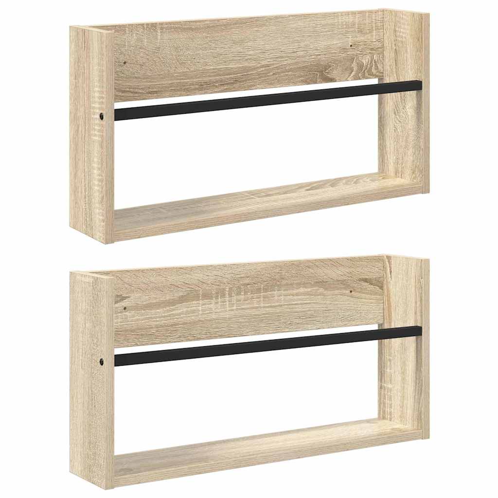 Žurnalų stovas su lentyna 2 pcs Sonoma ąžuolas 60 x 12 x 30 cm