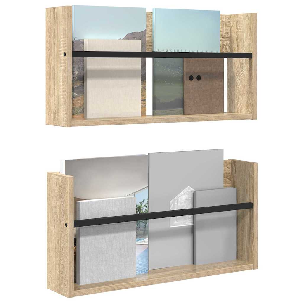 Žurnalų stovas su lentyna 2 pcs Sonoma ąžuolas 60 x 12 x 30 cm