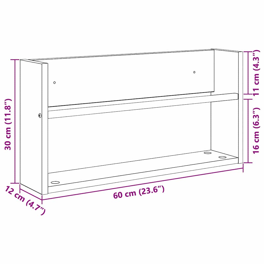 Žurnalų stovas su lentyna 2 pcs Rūkyta ąžuolas 60 x 12 x 30 cm