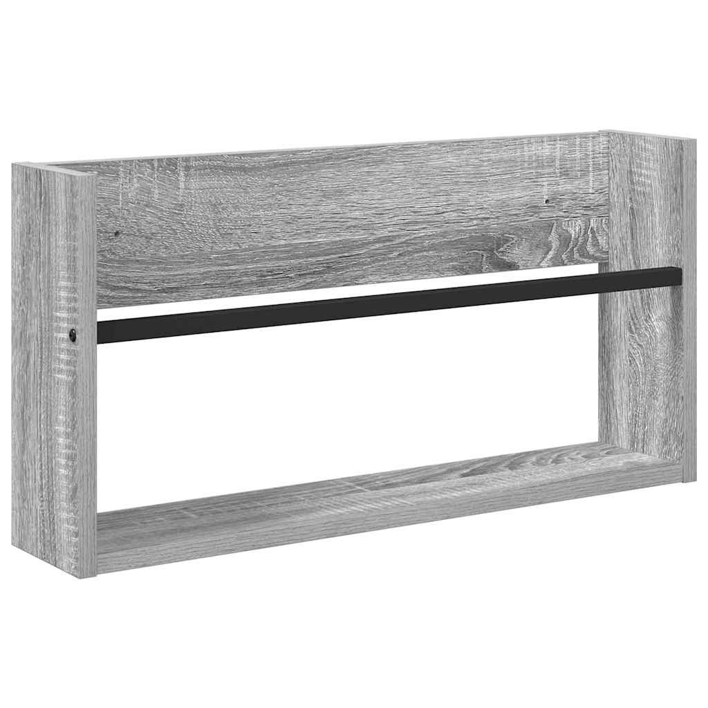 Žurnalų stovas su lentyna 2 pcs Pilkas Sonoma 60 x 12 x 30 cm