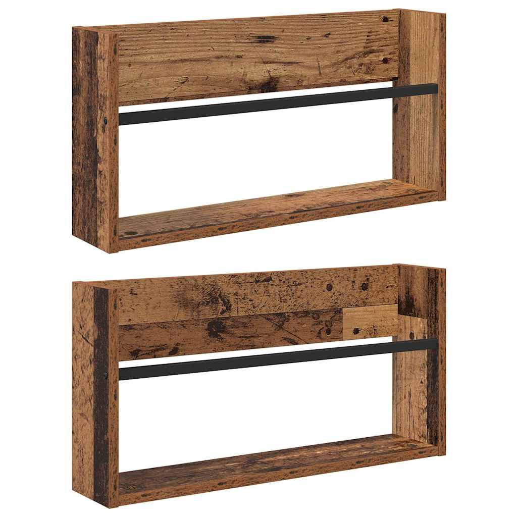 Žurnalų stovas su lentyna 2 pcs Senas medis 60 x 12 x 30 cm