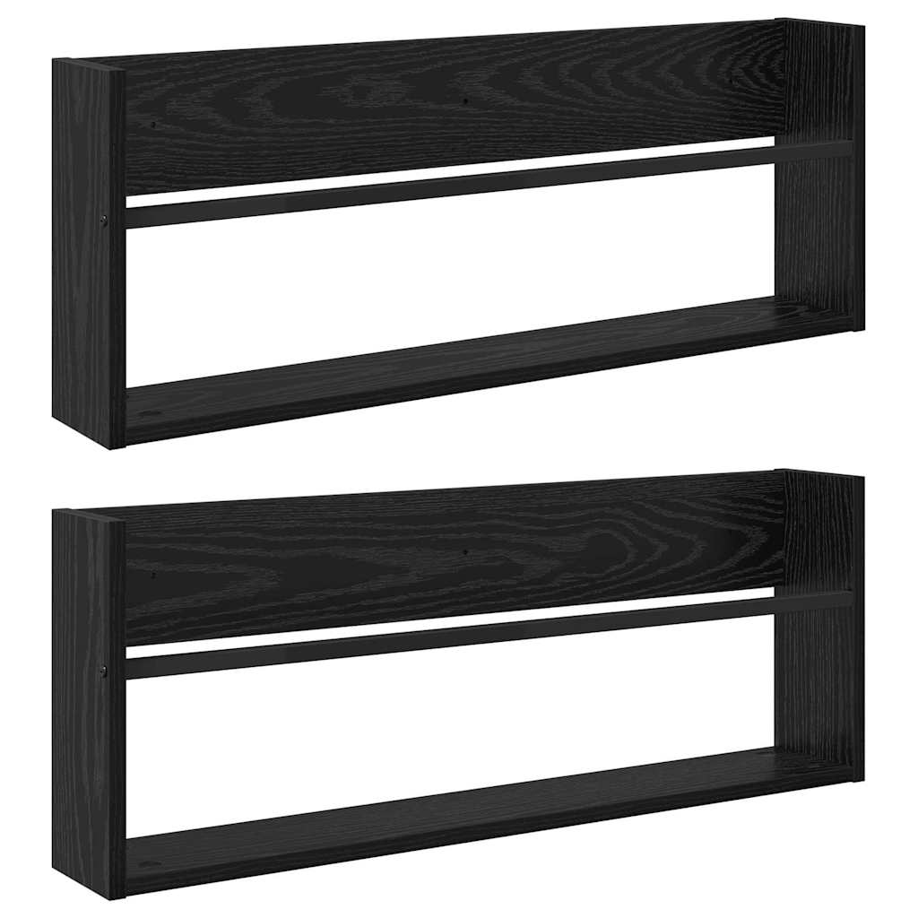 Žurnalų stovas su lentyna 2 pcs Juodas ąžuolas 80 x 12 x 30 cm