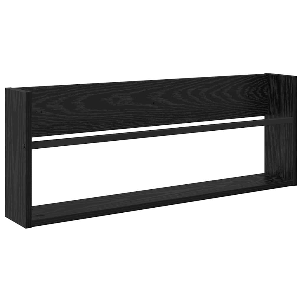 Žurnalų stovas su lentyna 2 pcs Juodas ąžuolas 80 x 12 x 30 cm