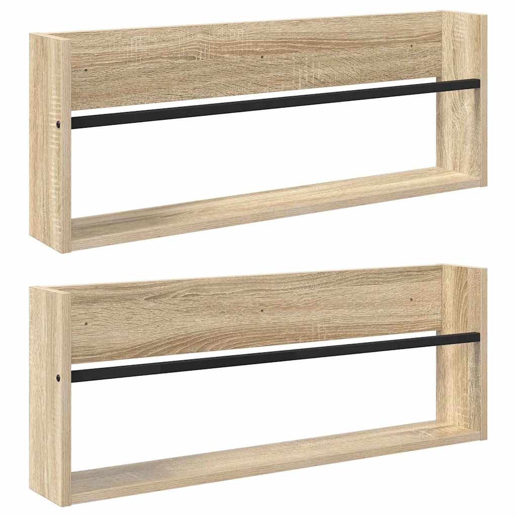 Žurnalų stovas su lentyna 2 pcs Sonoma ąžuolas 80 x 12 x 30 cm