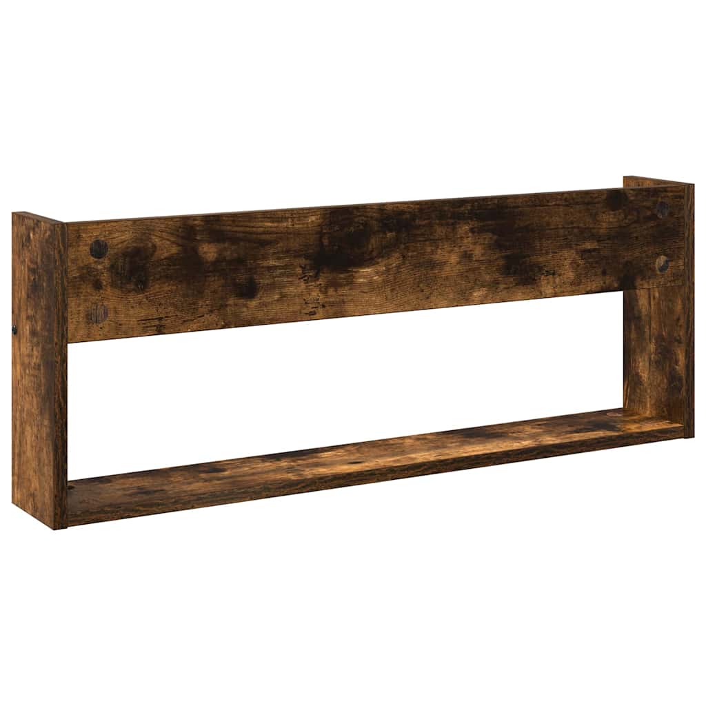 Žurnalų stovas su lentyna 2 pcs Rūkyta ąžuolas 80 x 12 x 30 cm