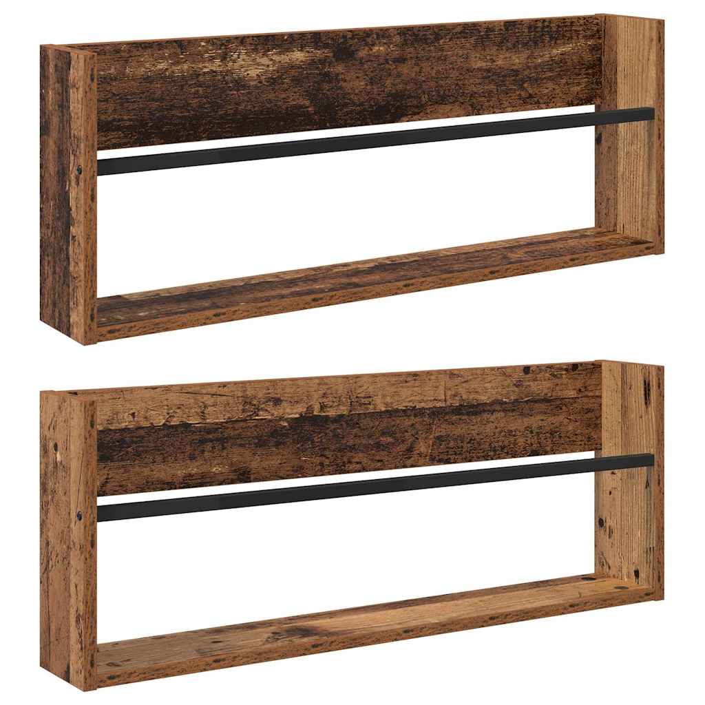 Žurnalų stovas su lentyna 2 pcs Senas medis 80 x 12 x 30 cm