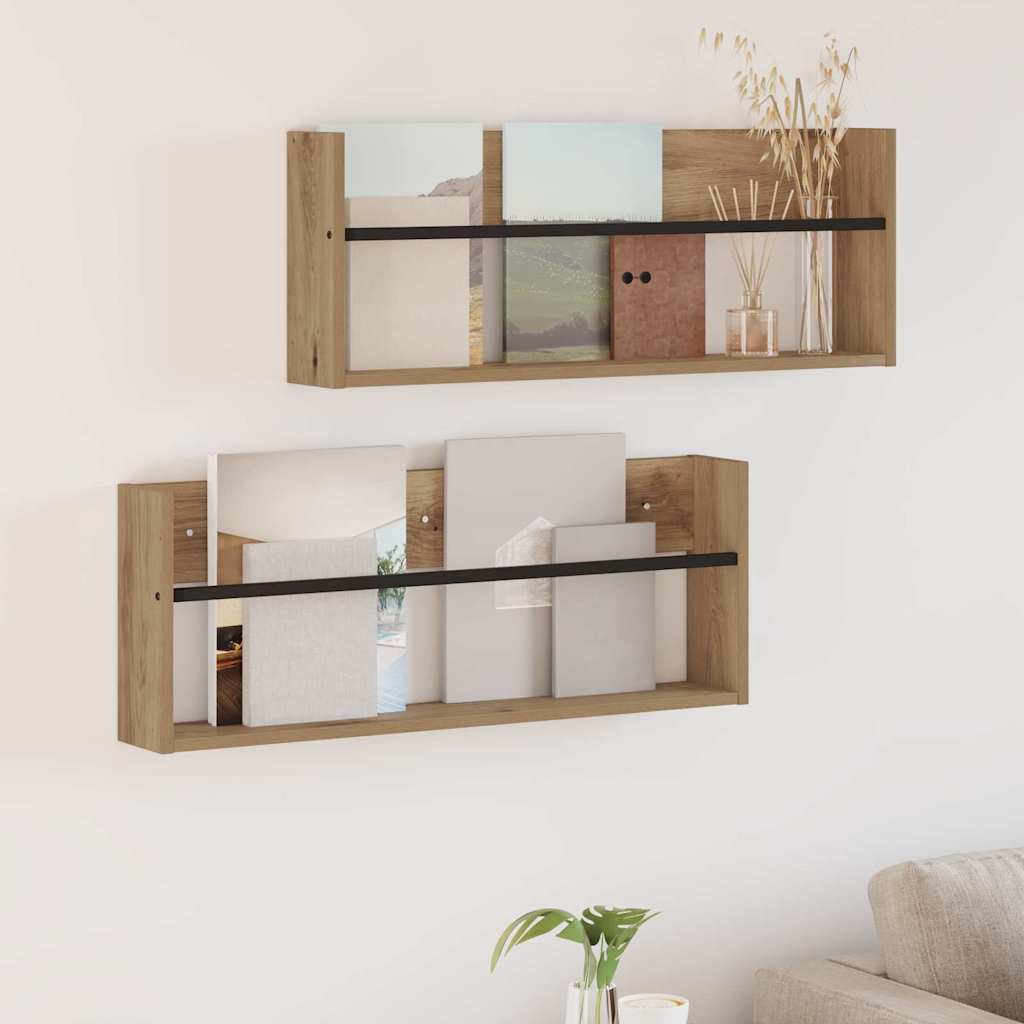 Žurnalų stovas 2 pcs Amatininkų ąžuolas 80 x 12 x 30 cm