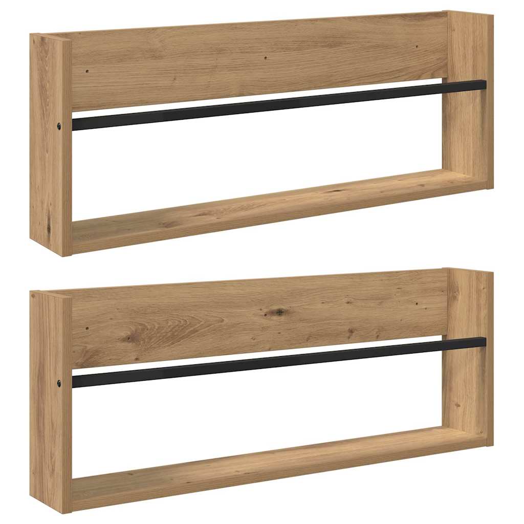 Žurnalų stovas 2 pcs Amatininkų ąžuolas 80 x 12 x 30 cm