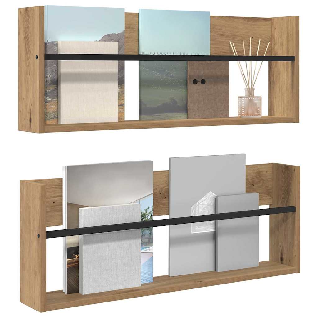 Žurnalų stovas 2 pcs Amatininkų ąžuolas 80 x 12 x 30 cm