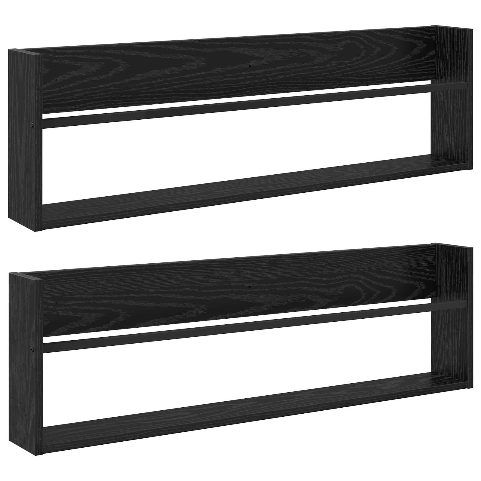 Žurnalų stovas su lentyna 2 pcs Juodas ąžuolas 100 x 12 x 30 cm