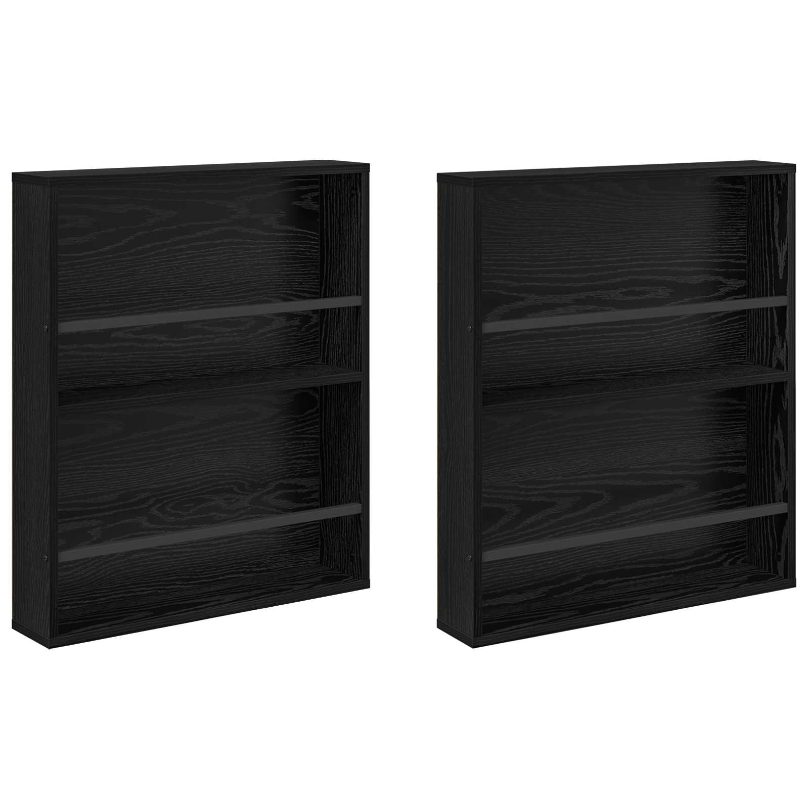 Žurnalų stovas su lentyna 2 pcs Juodas ąžuolas 60 x 12 x 70 cm