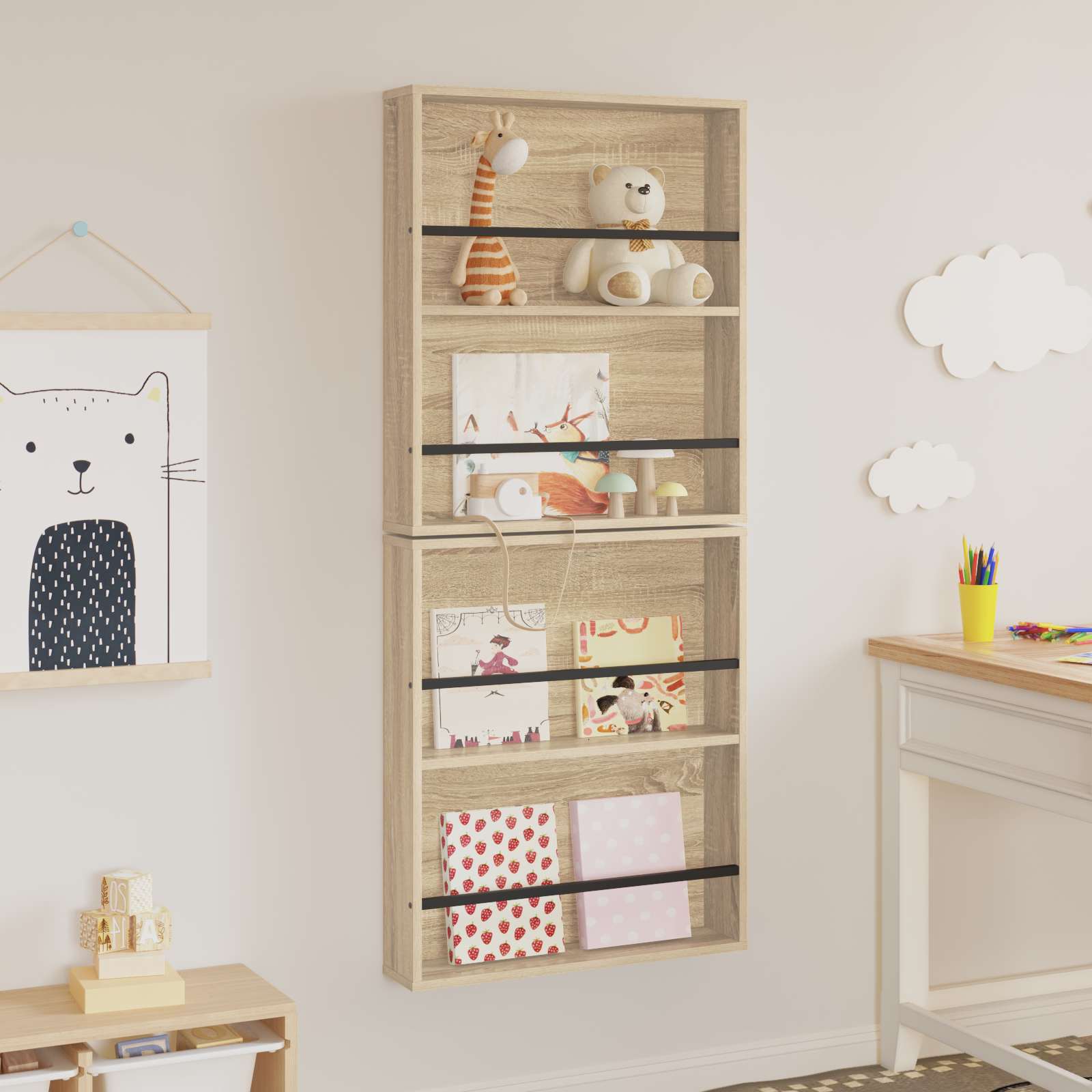 Magazine Rack with Shelf 2 pcs Sonoma Oak 60 x 12 x 70 cm