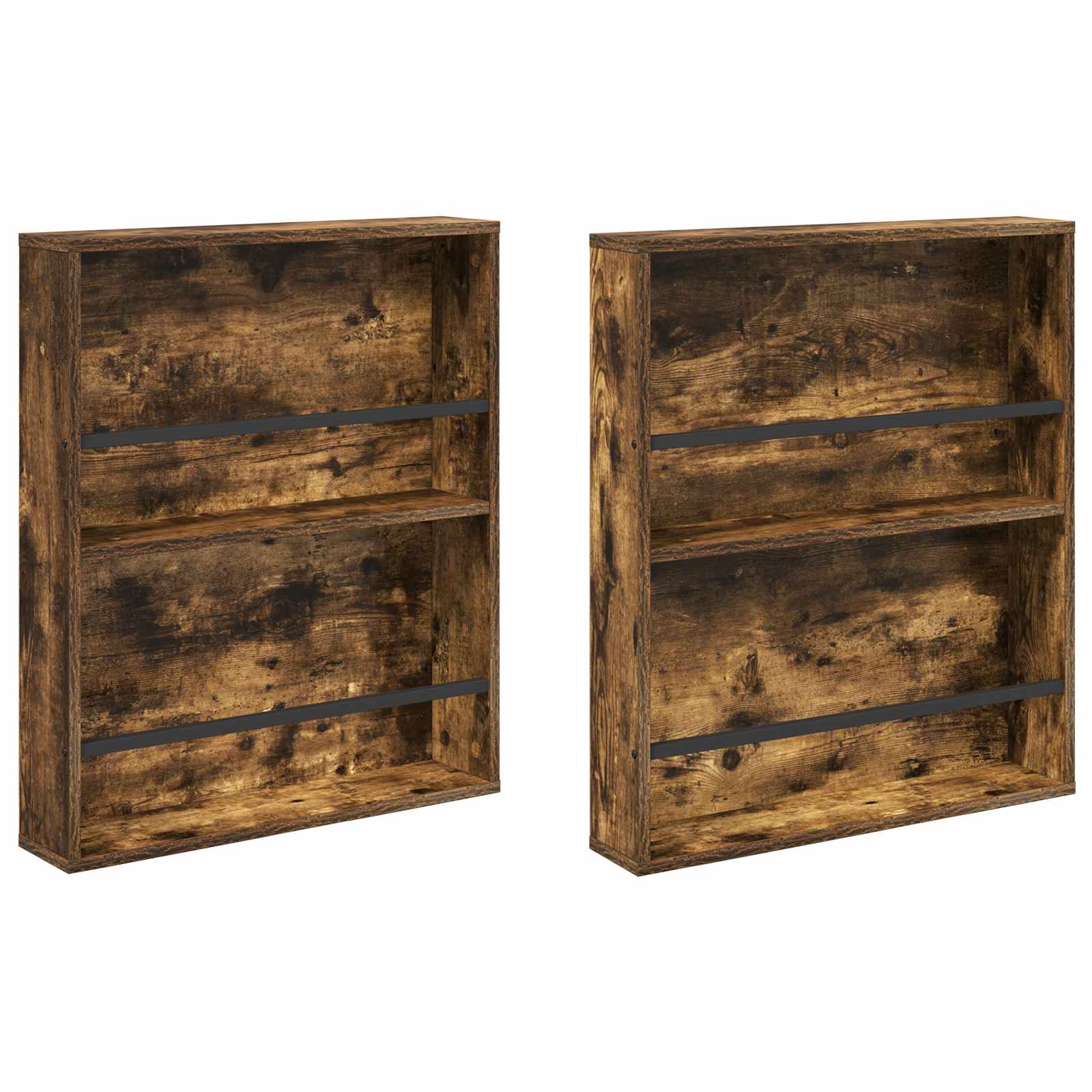 Magazine Rack with Shelf 2 pcs Smoked Oak 60 x 12 x 70 cm