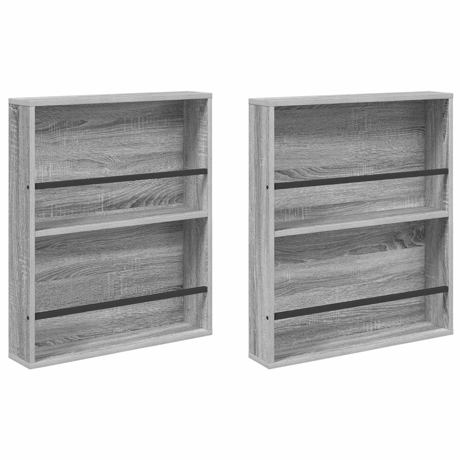 Magazine Rack with Shelf 2 pcs Grey Sonoma 60 x 12 x 70 cm