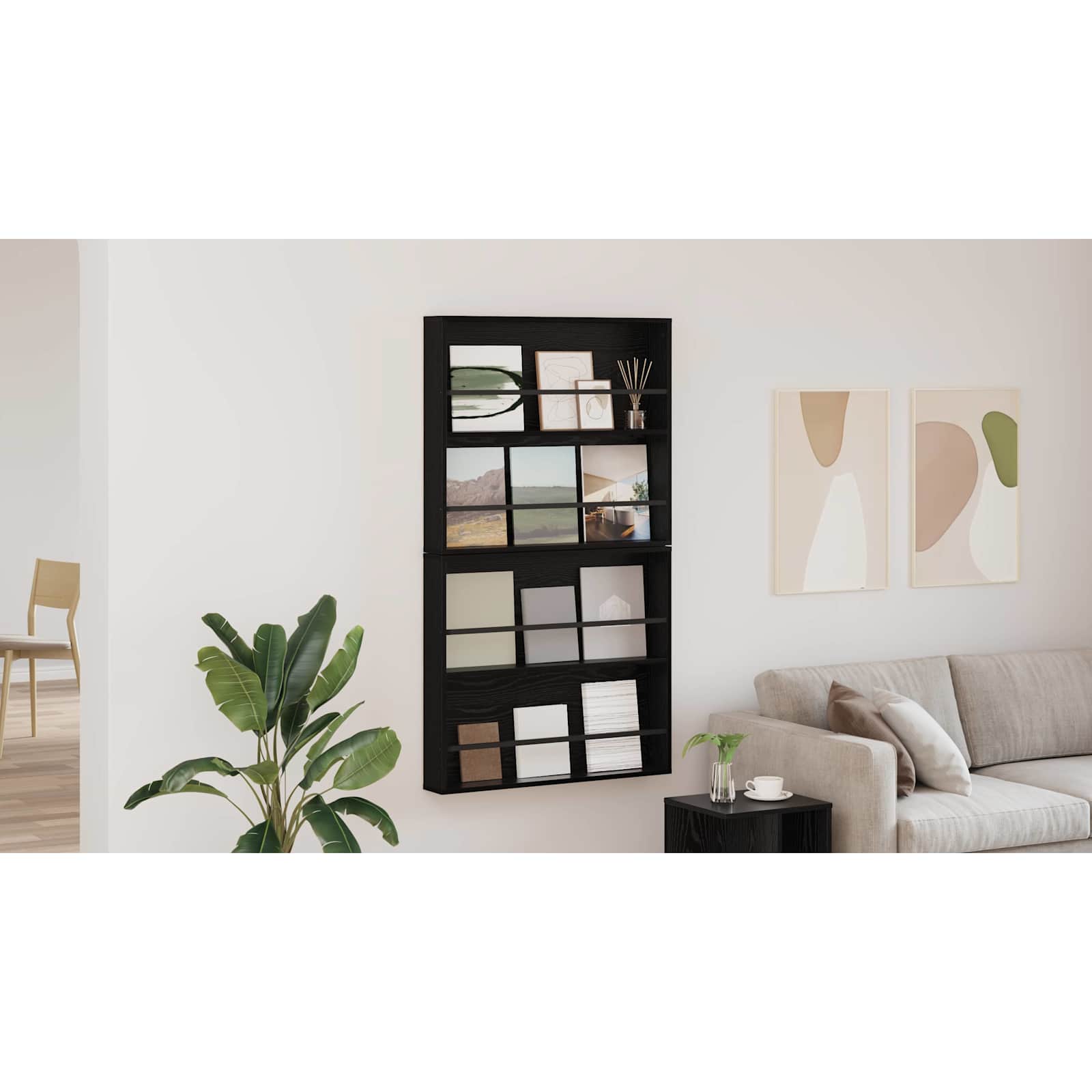 Žurnalų stovas su lentyna 2 pcs Juodas ąžuolas 80 x 12 x 70 cm