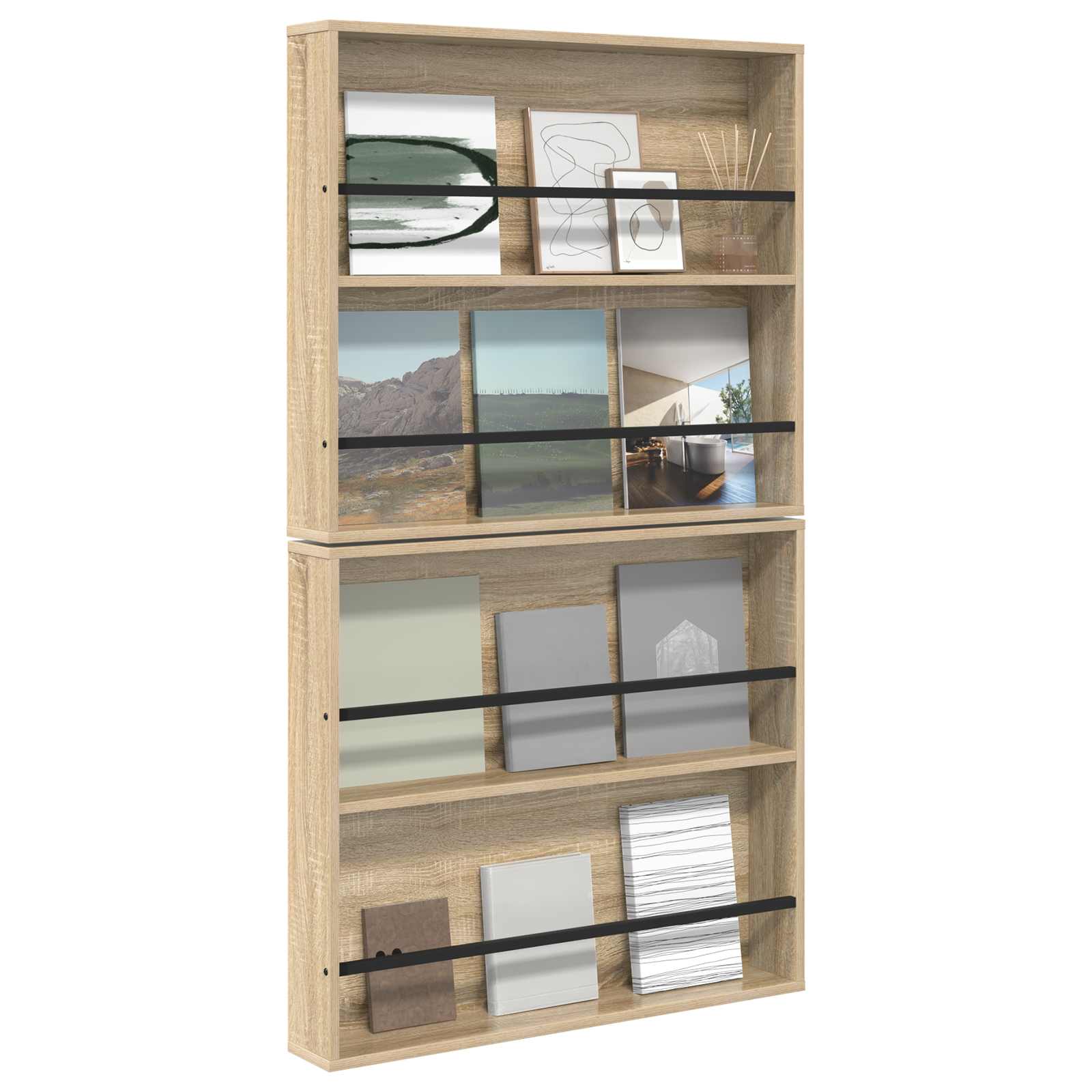 Magazine Rack with Shelf 2 pcs Sonoma Oak 80 x 12 x 70 cm