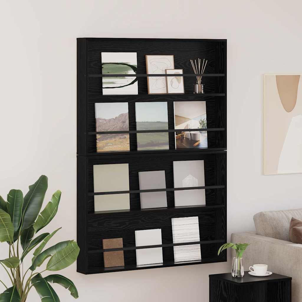 Magazine rack with shelf 2 pcs Black oak 100 x 12 x 70 cm