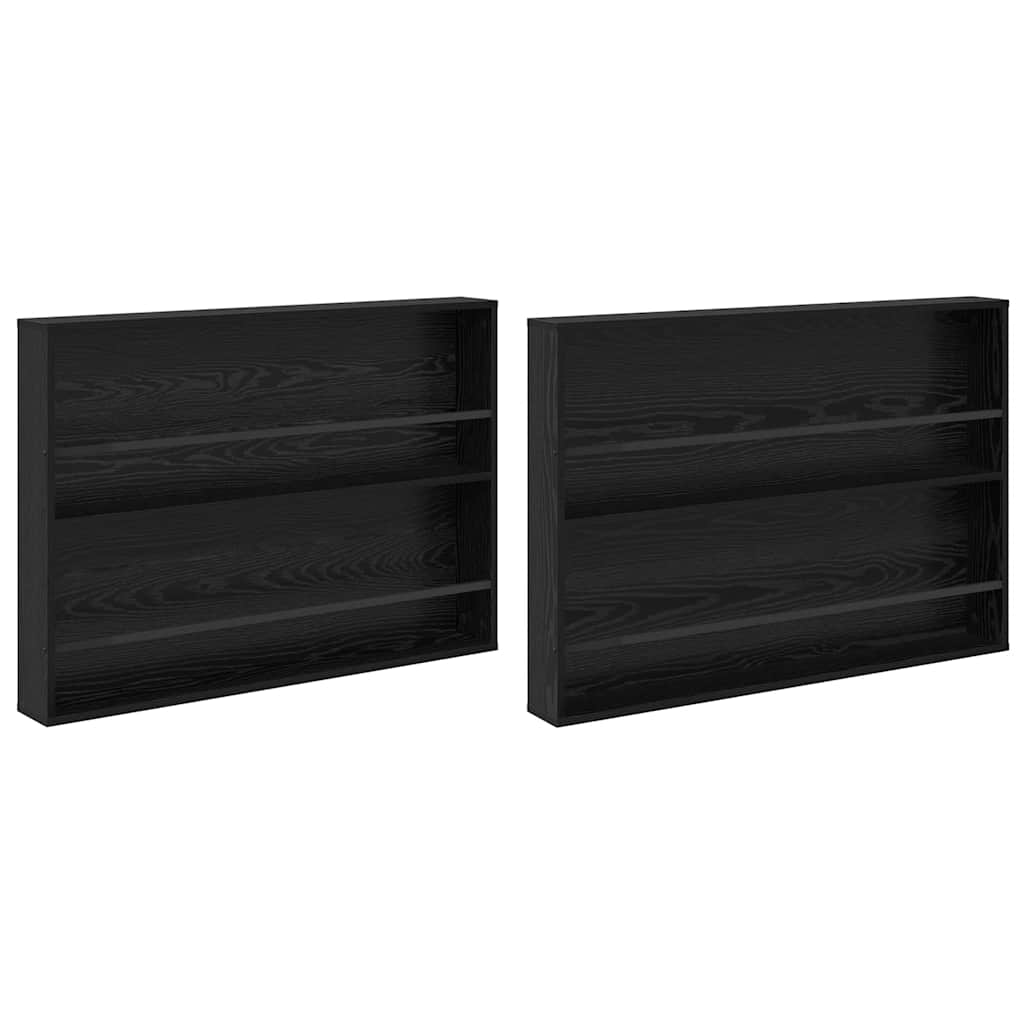Žurnalų stovas su lentyna 2 pcs Juodas ąžuolas 100 x 12 x 70 cm